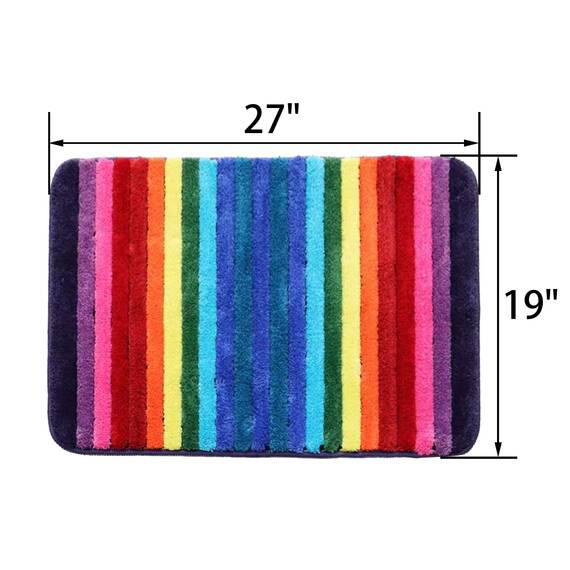 NIENLCIP Regenbogen-Badematte, Bunte Badezimmerteppiche, superweich und saugfähig, Mikrofaser-Plüsch, Badteppiche mit Rutschfester Unterseite für Badezimmer, maschinenwaschbar, 48,3 x 68,9 cm