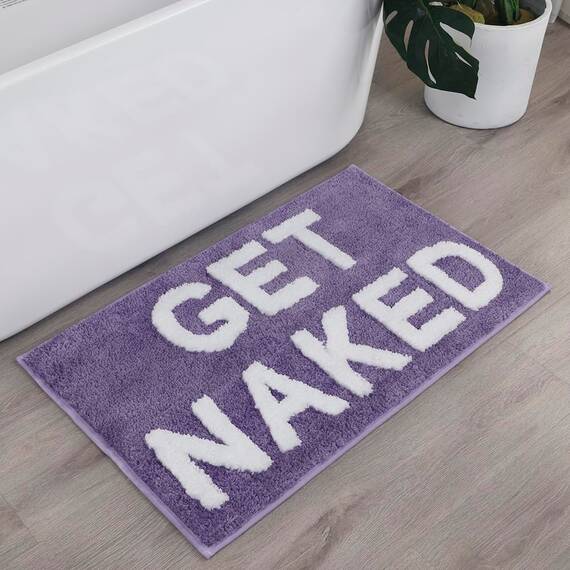 Zeeinx Get Naked Badematte, niedlicher Badteppich, rutschfeste Mikrofaser, lustige Badezimmer-Dekoration für Wohnung, violett, Badematte für Badewanne und Dusche, maschinenwaschbar, 50,8 x 81,3cm