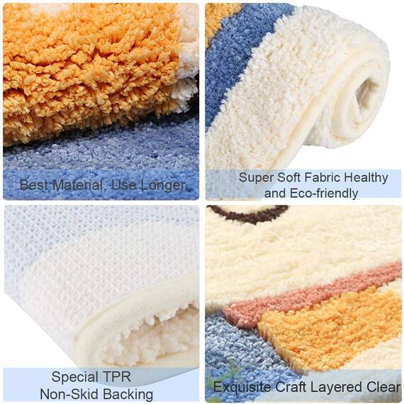 Ankah Shaggy Bath Mat Shower Rug, Soft and Comfortable, High Absorbent and Anti Slip, Machine Washable Fit for Bathtub, Shower and Bath Room 18" x 26" (Cute Dog)