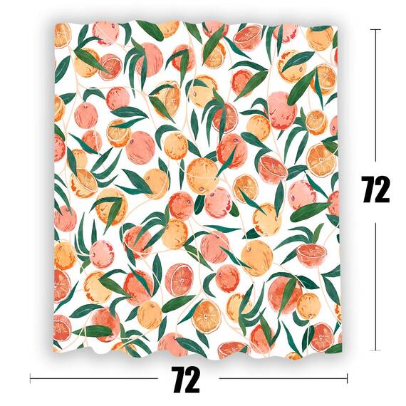 Fowocu Duschvorhang, Orange, Pfircish, Aquarell, Früchte, Duschvorhänge für Badezimmer, dekorativ, hübsch, niedlich, wasserdicht, Stoff, Badvorhang, Dekoration (Gelb, 183 x 183 cm)