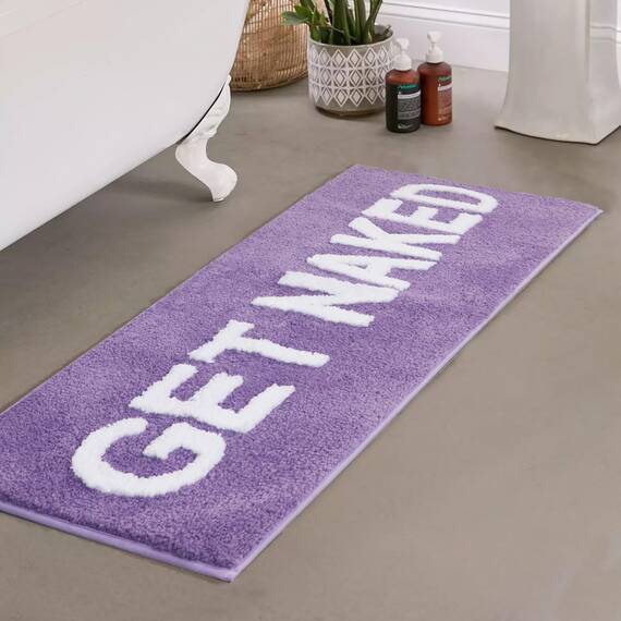 Zeeinx Get Naked Badematte, niedlicher Badezimmerteppich, rutschfeste Mikrofaser, lustige Badezimmer-Dekoration, maschinenwaschbar, violett, Badematte für Badewanne und Dusche, 45,7 x 119,4 cm