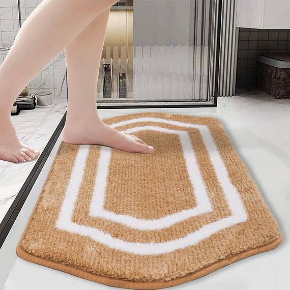 COSY HOMEER Extra dicke Badteppiche – Anti-Rutsch-Badwäsche-Set, Matte, weicher Plüsch, 100 % starkes Polyester, für Wohnzimmer, Badezimmer, wasserabsorbierend (Beige, 50,8 x 81,3 cm)