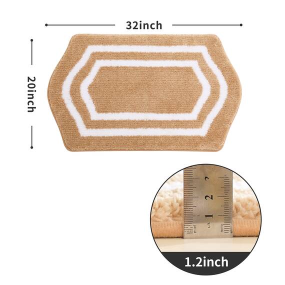 COSY HOMEER Extra dicke Badteppiche – Anti-Rutsch-Badwäsche-Set, Matte, weicher Plüsch, 100 % starkes Polyester, für Wohnzimmer, Badezimmer, wasserabsorbierend (Beige, 50,8 x 81,3 cm)