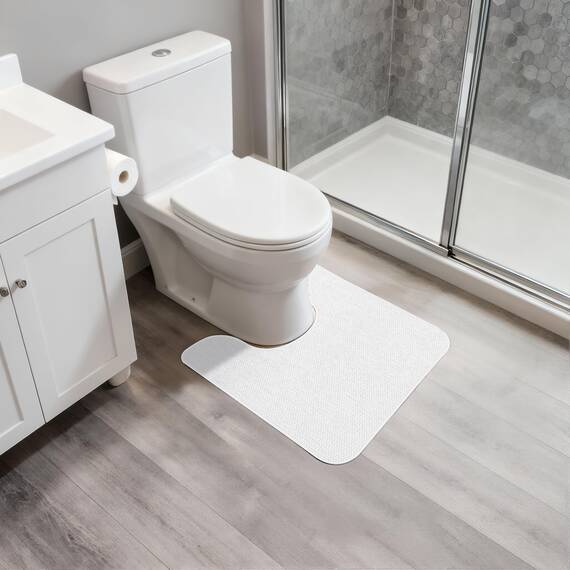Bosap WC-Vorleger, U-förmiger Badezimmerteppich, maschinenwaschbar, rutschfest, schnell trocknend, super saugfähig, ultradünn, WC-Vorleger für Badezimmer, WC, Creme, 50,8 x 61 cm
