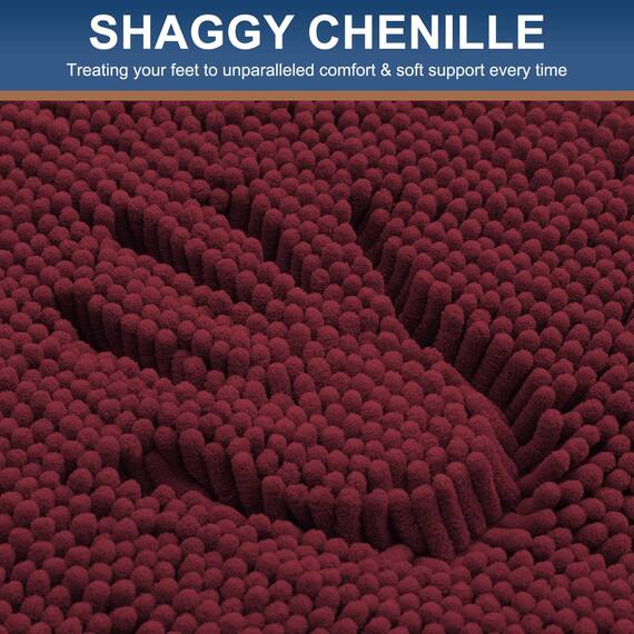 Smiry Chenille-Toilettenvorleger U-Form, 51 x 51 cm, weich, saugfähig, rutschfest, Kontur-Badteppich für WC, maschinenwaschbar, bordeauxrot