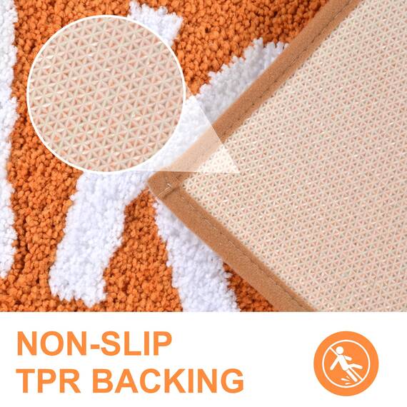 Zeeinx Get Naked Badematte, niedlicher Badteppich, rutschfeste Mikrofaser, lustige Herbst-Badezimmer-Dekoration, maschinenwaschbar, orangefarbene Badematte für Badewanne und Dusche, 50,7 x 81,3 cm