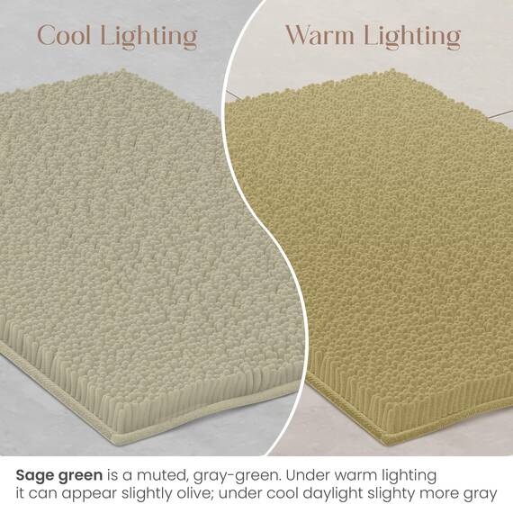 MAYSHINE Chenille Badematte, rutschfeste Maschinenwaschbare Badteppiche | Saugfähige Schnelltrocknende Shag-Teppiche, Ideal für Badezimmer, Dusche, Schlafzimmer oder Türmatte (Salbeigrün, 80x50cm)