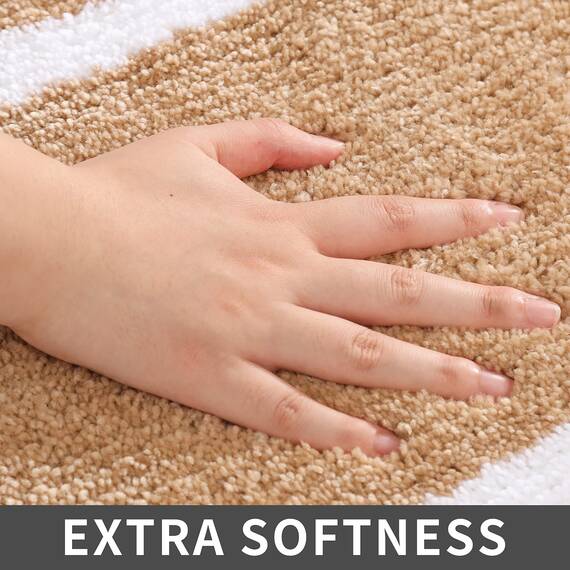 COSY HOMEER Extra dicke Badteppiche – Anti-Rutsch-Badwäsche-Set, Matte, weicher Plüsch, 100 % starkes Polyester, für Wohnzimmer, Badezimmer, wasserabsorbierend (Beige, 50,8 x 81,3 cm)
