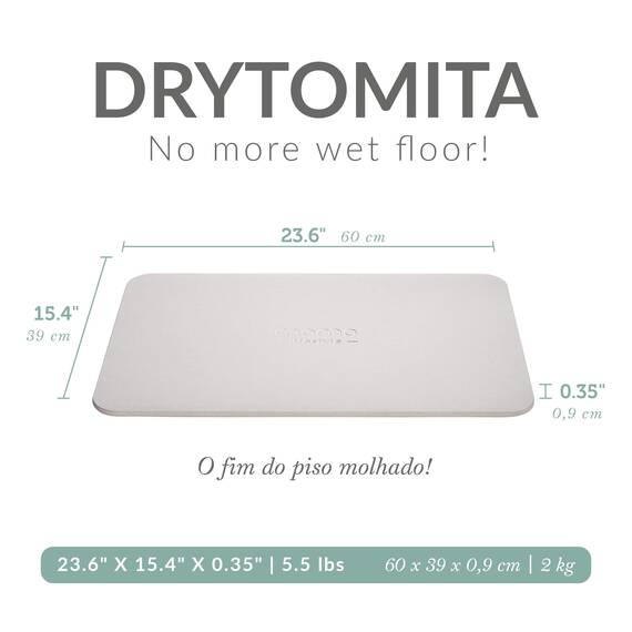 Momo Lifestyle Stone Badematte Drytomita Technologie Kieselgur Badematte, rutschfest, super saugfähig, schnell trocknend, Duschmatte, Badezimmer-Zubehör für Zuhause, Spa (60 x 39 cm), Leinengrau