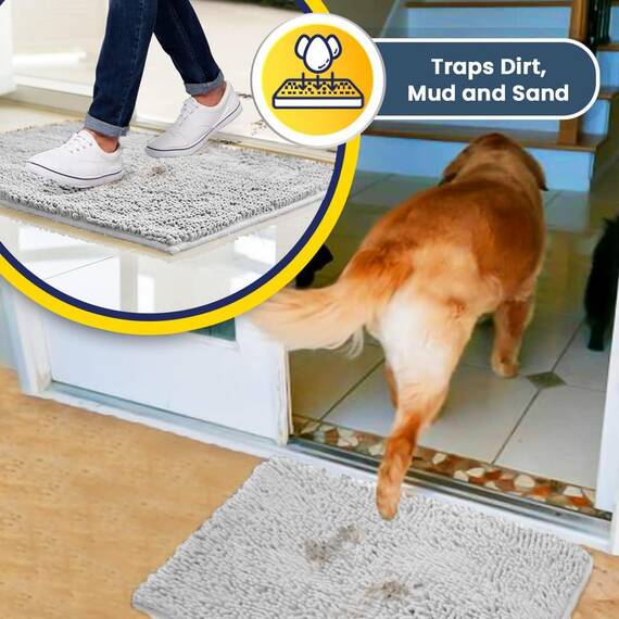 Muddy Mat® Gezeigt im Fernsehen – super saugfähige Mikrofaser-Hunde-Fußmatte für schlammige Pfoten, rutschfester, waschbarer Haustierteppich, schnell trocknender Chenille-Teppich, maschinenwaschbar,