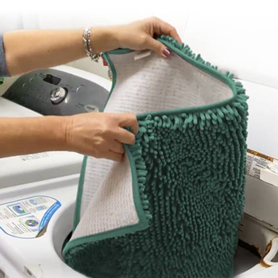 Muddy Mat Badezimmerteppiche, sehr saugfähig, rutschfest, dicke zottelige Mikrofaser-Willkommens-Fußmatte, extra weicher Chenille-Teppich für Küche, Haustierteppiche (klein, Eierschalenblau)
