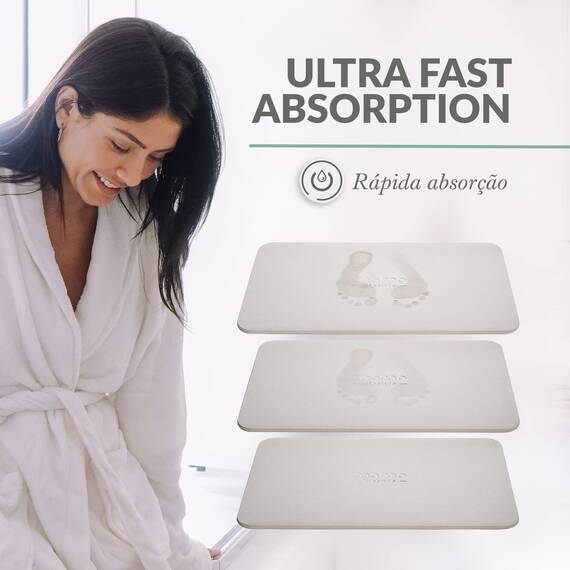 Momo Lifestyle Stone Badematte Drytomita Technologie Kieselgur Badematte, rutschfest, super saugfähig, schnell trocknend, Duschmatte, Badezimmer-Zubehör für Zuhause, Spa (60 x 39 cm), Leinengrau
