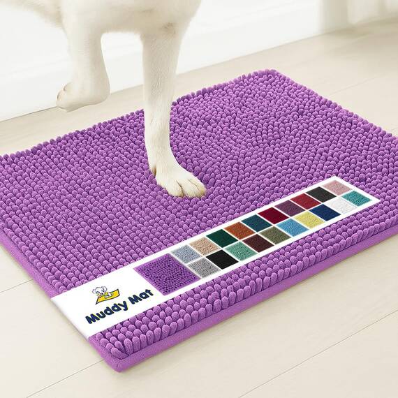 Muddy Mat® | Super Absorbent Door Mat Indoor, Microfiber Quick Dry Chenille Entryway Rug, Non-Slip Front Door Mat, Indoor Mats for Entryway, Machine Washable Pet Rug, Purple 19"x30"