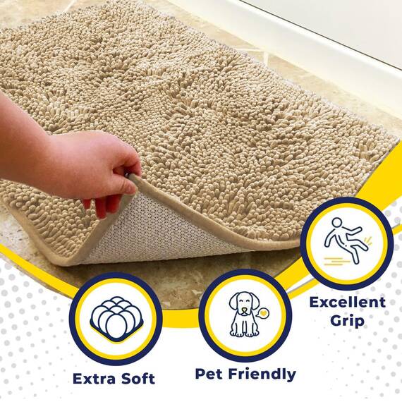 Muddy Mat® Super saugfähige Fußmatte für den Innenbereich, Mikrofaser, schnell trocknend, Chenille-Eingangsteppich, rutschfeste Haustürmatte, Innenmatten für den Eingangsbereich, maschinenwaschbar
