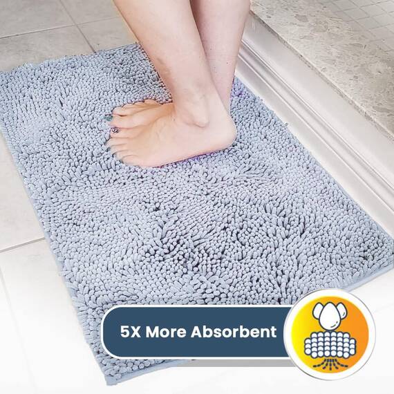 Muddy Mat® AS-SEEN-ON-TV Highly Absorbent Microfiber Door Mat and Pet Rug, Non Slip Thick Washable Area and Bath Mat Soft Chenille for Kitchen Bathroom Bedroom Indoor and Outdoor - Baby Blue 24"X36"