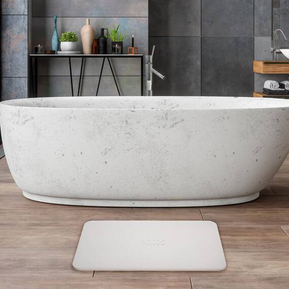 Momo Lifestyle Stone Badematte Drytomita Technologie Kieselgur Badematte, rutschfest, super saugfähig, schnell trocknend, Duschmatte, Badezimmer-Zubehör für Zuhause, Spa (60 x 39 cm), Leinengrau
