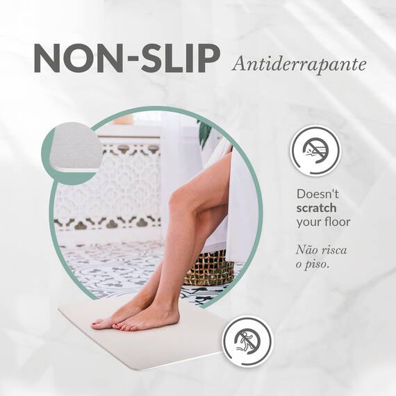 Momo Lifestyle Stone Badematte Drytomita Technologie Kieselgur Badematte, rutschfest, super saugfähig, schnell trocknend, Duschmatte, Badezimmer-Zubehör für Zuhause, Spa (60 x 39 cm), Leinengrau