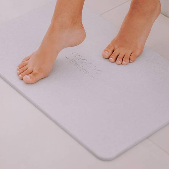 Momo Lifestyle Stone Badematte Drytomita Technologie Kieselgur Badematte, rutschfest, super saugfähig, schnell trocknend, Duschmatte, Badezimmer-Zubehör für Zuhause, Spa (60 x 39 cm), Leinengrau
