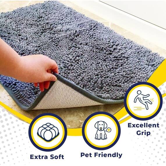 Muddy Mat® AS-SEEN-ON-TV Mikrofaser-Fußmatte sehr saugfähig für Haustiere, rutschfest, dick und waschbar, für Küche, Bad, Schlafzimmer, drinnen und draußen, blau