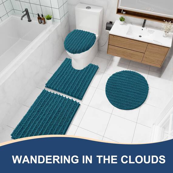Arotive Luxus Chenille Badezimmerteppich, Extra Weiche Dicke Saugfähige pelzige Badteppiche, rutschfeste Maschinenwäsche Trockenplüsch Badematten für Badezimmer, Dusche und Badewanne (60 x 40 cm,
