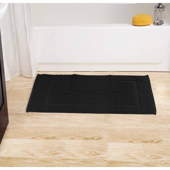 Utopia Towels - 2er Pack groß Badematte Badvorleger (53 x 86 cm) - 100% Baumwolle Frottee -Waschbare Badteppich (Schwarz)
