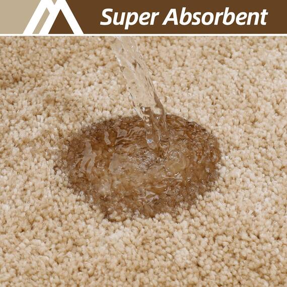 COSY HOMEER Badteppiche für Badezimmer, extra dick – rutschfeste Badematten, weiches Plüschgarn, zottelig, 100 % starkes Mirco-Polyester-Matte, Wohnzimmer, wasserabsorbierend (Beige, 61x91 cm)