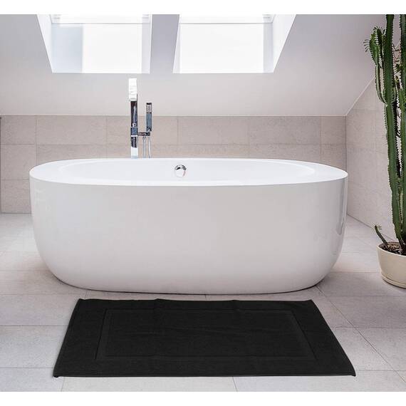 Utopia Towels - 2er Pack groß Badematte Badvorleger (53 x 86 cm) - 100% Baumwolle Frottee -Waschbare Badteppich (Schwarz)