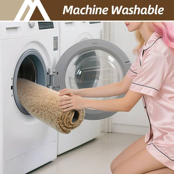 COSY HOMEER Badteppiche für Badezimmer, extra dick – rutschfeste Badematten, weiches Plüschgarn, zottelig, 100 % starkes Mirco-Polyester-Matte, Wohnzimmer, wasserabsorbierend (Beige, 61x91 cm)