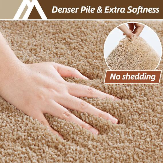 COSY HOMEER Badteppiche für Badezimmer, extra dick – rutschfeste Badematten, weiches Plüschgarn, zottelig, 100 % starkes Mirco-Polyester-Matte, Wohnzimmer, wasserabsorbierend (Beige, 61x91 cm)