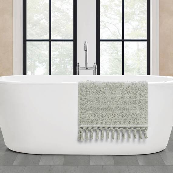 French Connection Nellore Badezimmerteppiche | Set mit 2 gewebten und Perlen Badezimmermatten | Langlebige, rutschfeste Badteppiche | Dicke Badematten für Badezimmer und Duschteppiche | 50,8 x 86,4 cm