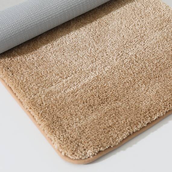 COSY HOMEER Badteppiche für Badezimmer, extra dick – rutschfeste Badematten, weiches Plüschgarn, zottelig, 100 % starkes Mirco-Polyester-Matte, Wohnzimmer, wasserabsorbierend (Beige, 61x91 cm)