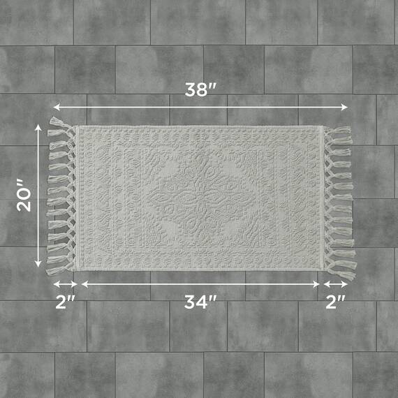 French Connection Nellore Badezimmerteppiche | Set mit 2 gewebten und Perlen Badezimmermatten | Langlebige, rutschfeste Badteppiche | Dicke Badematten für Badezimmer und Duschteppiche | 50,8 x 86,4 cm