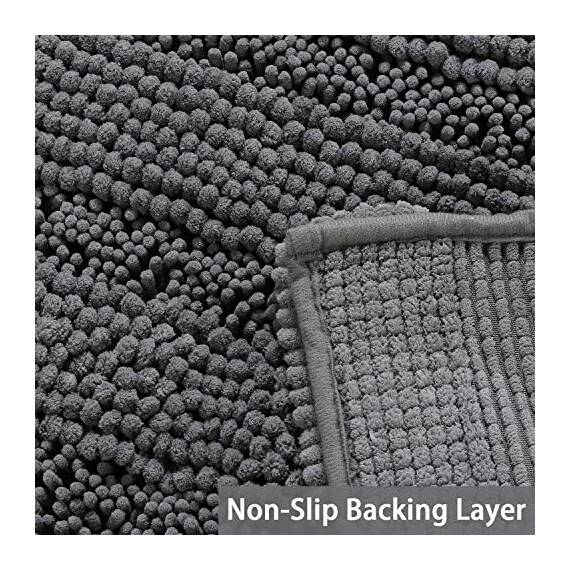 Turquoize Luxuriöse Chenille-Badematte mit Hundemotiv, 50,8 x 150,9 cm, Läufer für den vorderen Innenbereich, Schmutzfangmatte, saugfähige Mikrofaser, schnell trocknend, Chenille-Badematte – Grau