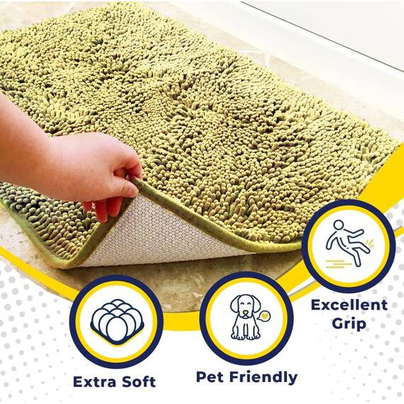 Muddy Mat® Super saugfähige Fußmatte für den Innenbereich, Mikrofaser, schnell trocknend, Chenille-Eingangsteppich, rutschfeste Haustürmatte, Innenmatten für den Eingangsbereich, maschinenwaschbar