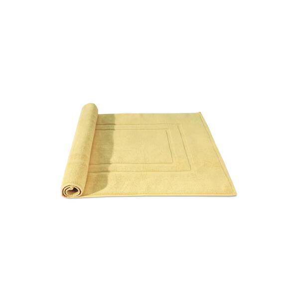 Feather & Stitch Badematten aus 100 % Baumwoll-Frottee, 2-teilig, handtuchähnliche Badematten (76,2 x 53,3 cm), Badezimmer, Dusche, Fußmatte, kein Badezimmerteppich, weich, saugfähig, waschbar, Gelb