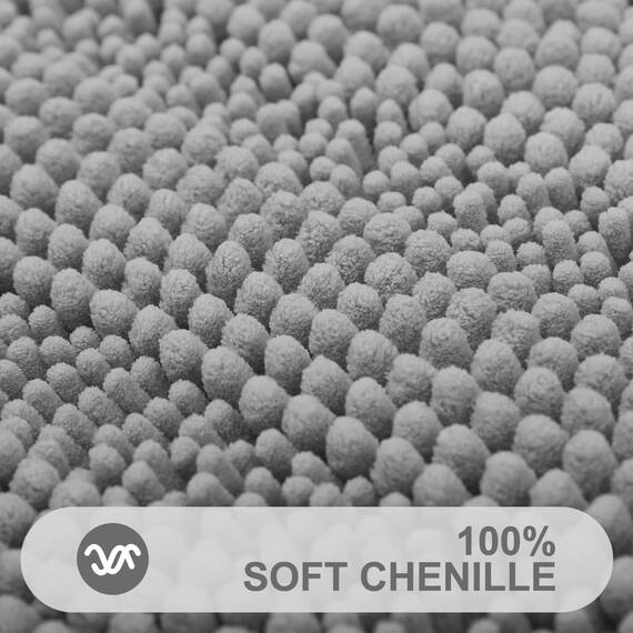 Grandaily Chenille-Badezimmerteppich, gestreift, extra dick und saugfähig, rutschfest, weicher Plüsch, zotteliger Badteppich, maschinenwaschbar, trocknergeeignet, Badematten für Badezimmer, Dunkelgrau