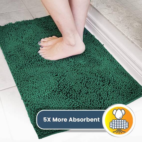 Muddy Mat® | Super Absorbent Door Mat Indoor, Microfiber Quick Dry Chenille Entryway Rug, Non-Slip Front Door Mat, Indoor Mats for Entryway, Machine Washable Pet Rug, Dark Green 24"x36"
