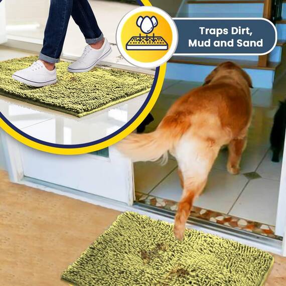Muddy Mat® | Super Absorbent Door Mat Indoor, Microfiber Quick Dry Chenille Entryway Rug, Non-Slip Front Door Mat, Indoor Mats for Entryway, Machine Washable Pet Rug, Yellow 24"x36"