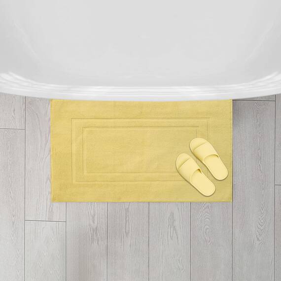 Feather & Stitch Badematten aus 100 % Baumwoll-Frottee, 2-teilig, handtuchähnliche Badematten (76,2 x 53,3 cm), Badezimmer, Dusche, Fußmatte, kein Badezimmerteppich, weich, saugfähig, waschbar, Gelb