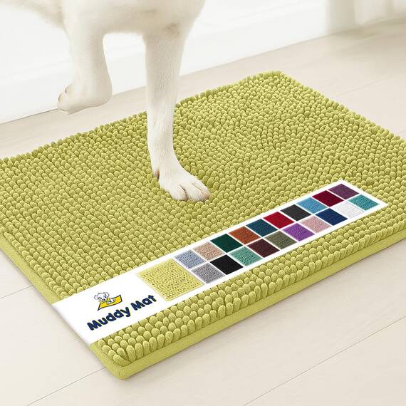 Muddy Mat® | Super Absorbent Door Mat Indoor, Microfiber Quick Dry Chenille Entryway Rug, Non-Slip Front Door Mat, Indoor Mats for Entryway, Machine Washable Pet Rug, Yellow 24"x36"