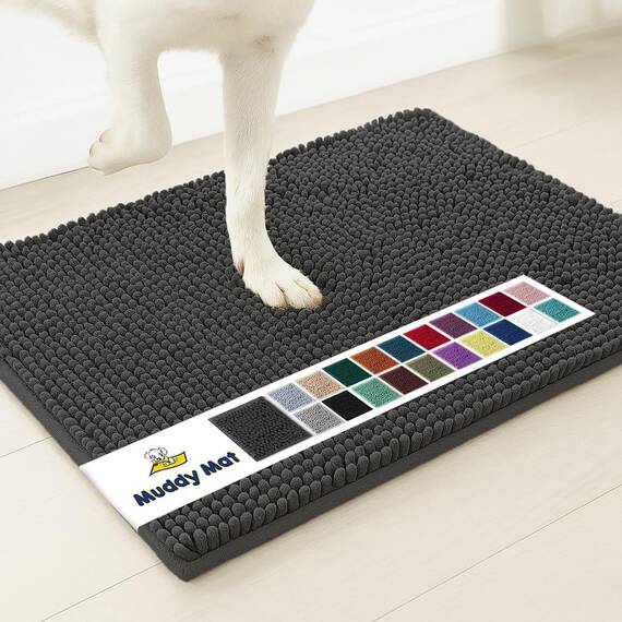 Muddy Mat® | Super Absorbent Door Mat Indoor, Microfiber Quick Dry Chenille Entryway Rug, Non-Slip Front Door Mat, Indoor Mats for Entryway, Machine Washable Pet Rug, Charcoal 24"x36"
