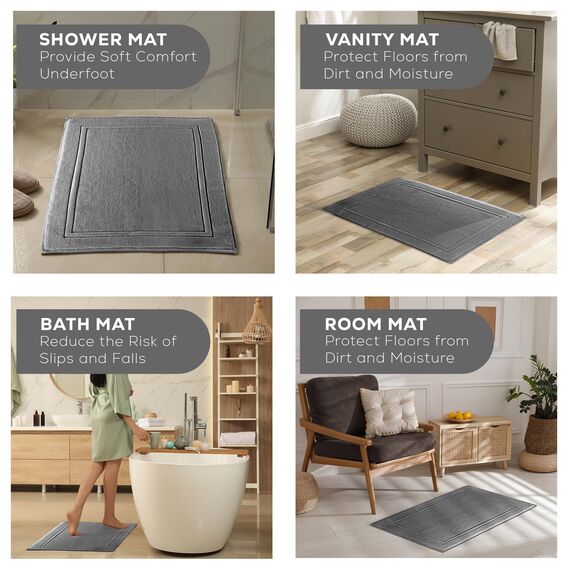 ALIBI Badteppich-Bodenhandtuch-Set, Dusche und Badezimmer Step Out of Tub Fußmatten [KEIN Badezimmerteppich],maschinenwaschbar – Grau 55.9x86.2 cm
