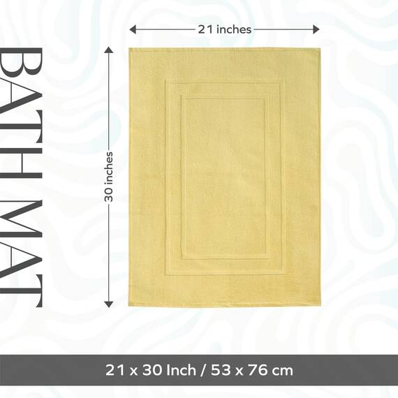 Feather & Stitch Badematten aus 100 % Baumwoll-Frottee, 2-teilig, handtuchähnliche Badematten (76,2 x 53,3 cm), Badezimmer, Dusche, Fußmatte, kein Badezimmerteppich, weich, saugfähig, waschbar, Gelb