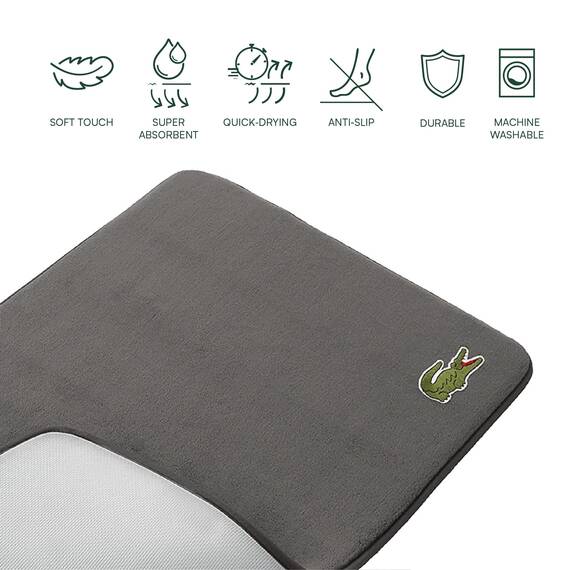 Lacoste Krokodil-Teppich, Krokodil-Teppich, 48,3 x 76,2 cm (19 x 30 Zoll), Grau (Cliff)
