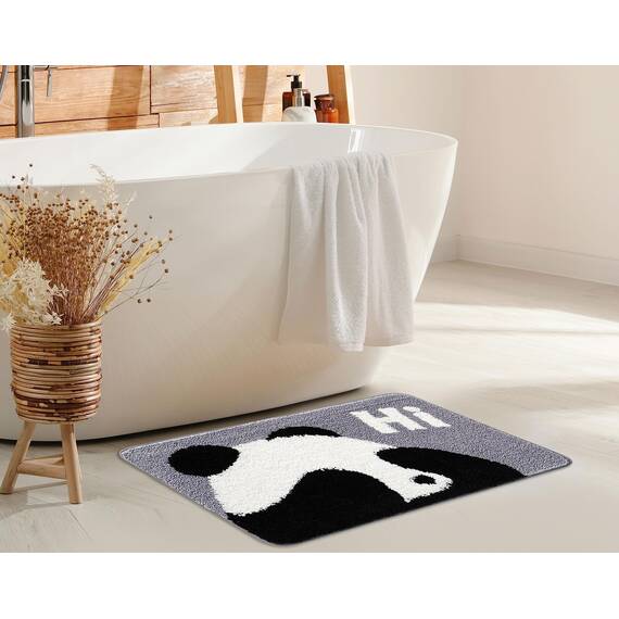 Hi Space Niedlicher Panda-Badematte, niedlich, rutschfest, weich, maschinenwaschbar, Badematte, wasserabsorbierend, Plüsch, zotteliger Badteppich, dick, Badezimmer, Küche, Mikrofaser, 50 cmx80 cm