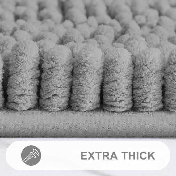 Grandaily Chenille-Badezimmerteppich, gestreift, extra dick und saugfähig, rutschfest, weicher Plüsch, zotteliger Badteppich, maschinenwaschbar, trocknergeeignet, Badematten für Badezimmer, Dunkelgrau