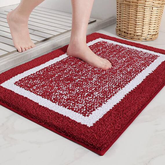 Color&Geometry Badteppich, Ultra weich und wasserabsorbierend, Badteppich, Badteppich, Maschinenwäsche/Trocknen, für Badewanne, Dusche und Bad (40 x 60cm, rot)
