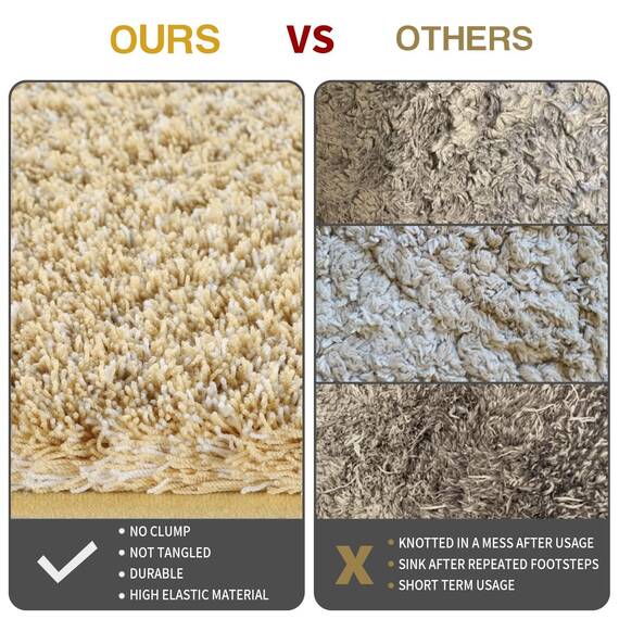 Yimobra Flauschige Plüsch-Badematte, superweich, bequem, rutschfest, wasserabsorbierende Mikrofaser-Badematte, trocknet schnell, Beige, maschinenwaschbar, dicker Badezimmer-Bodenteppich für Dusche