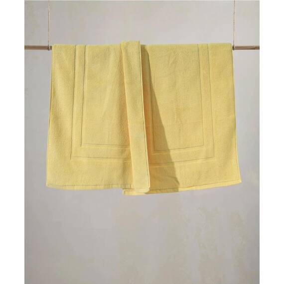 Feather & Stitch Badematten aus 100 % Baumwoll-Frottee, 2-teilig, handtuchähnliche Badematten (76,2 x 53,3 cm), Badezimmer, Dusche, Fußmatte, kein Badezimmerteppich, weich, saugfähig, waschbar, Gelb