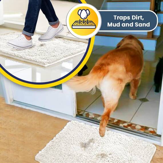 Muddy Mat® Super saugfähige Fußmatte für den Innenbereich, Mikrofaser, schnell trocknend, Chenille-Eingangsteppich, rutschfeste Haustürmatte, Innenmatten für den Eingangsbereich, maschinenwaschbar